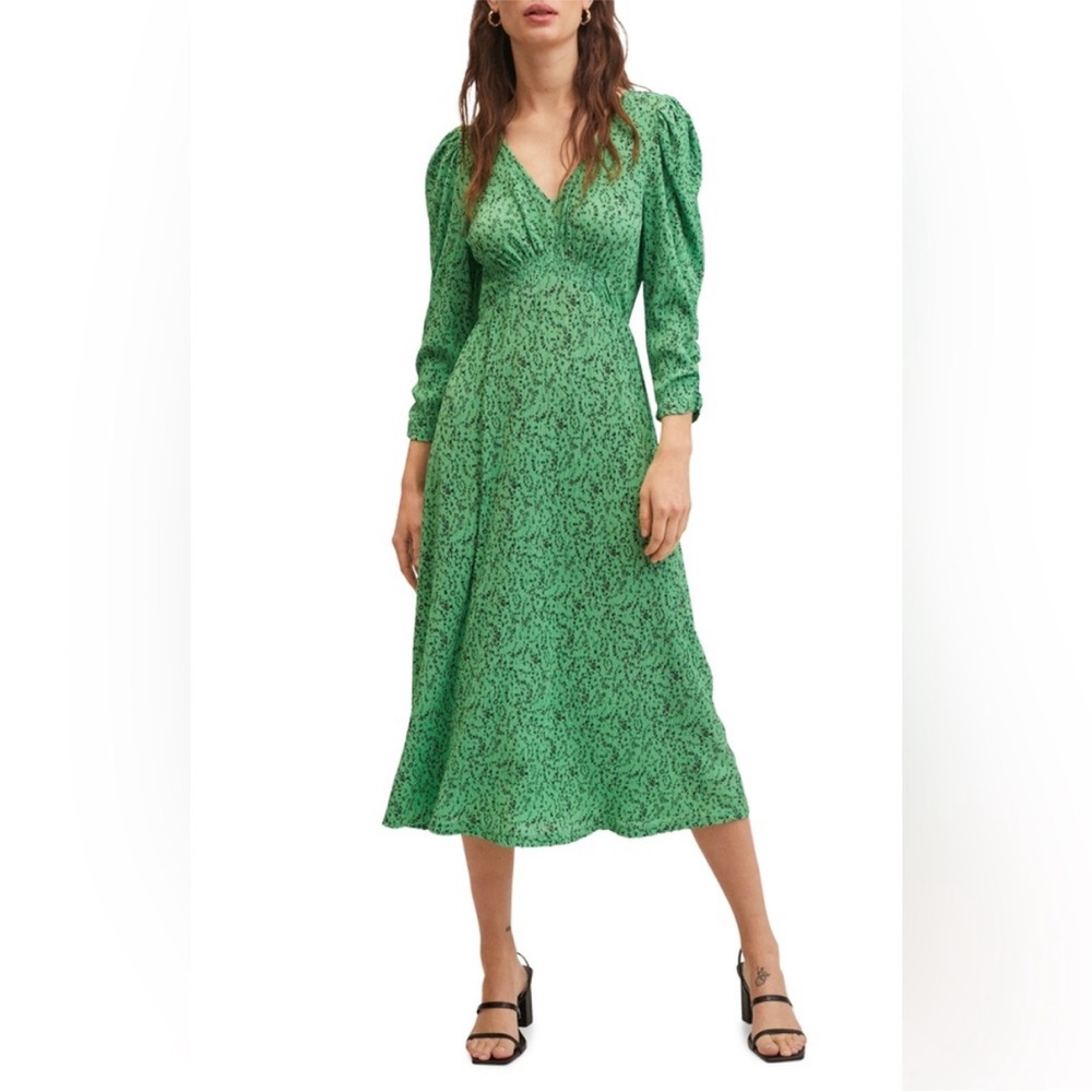 Mango Green Long Sleeve Dress